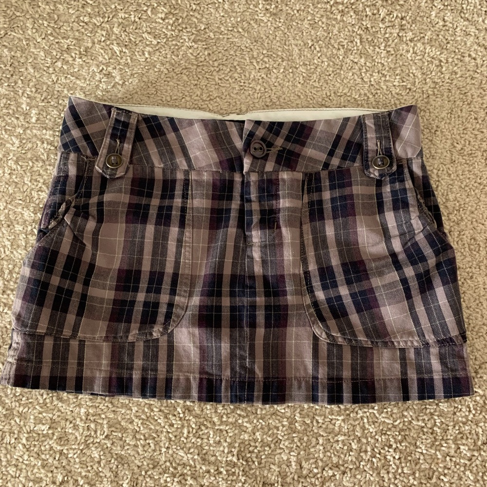 OBEY brown tartan mini skirt
